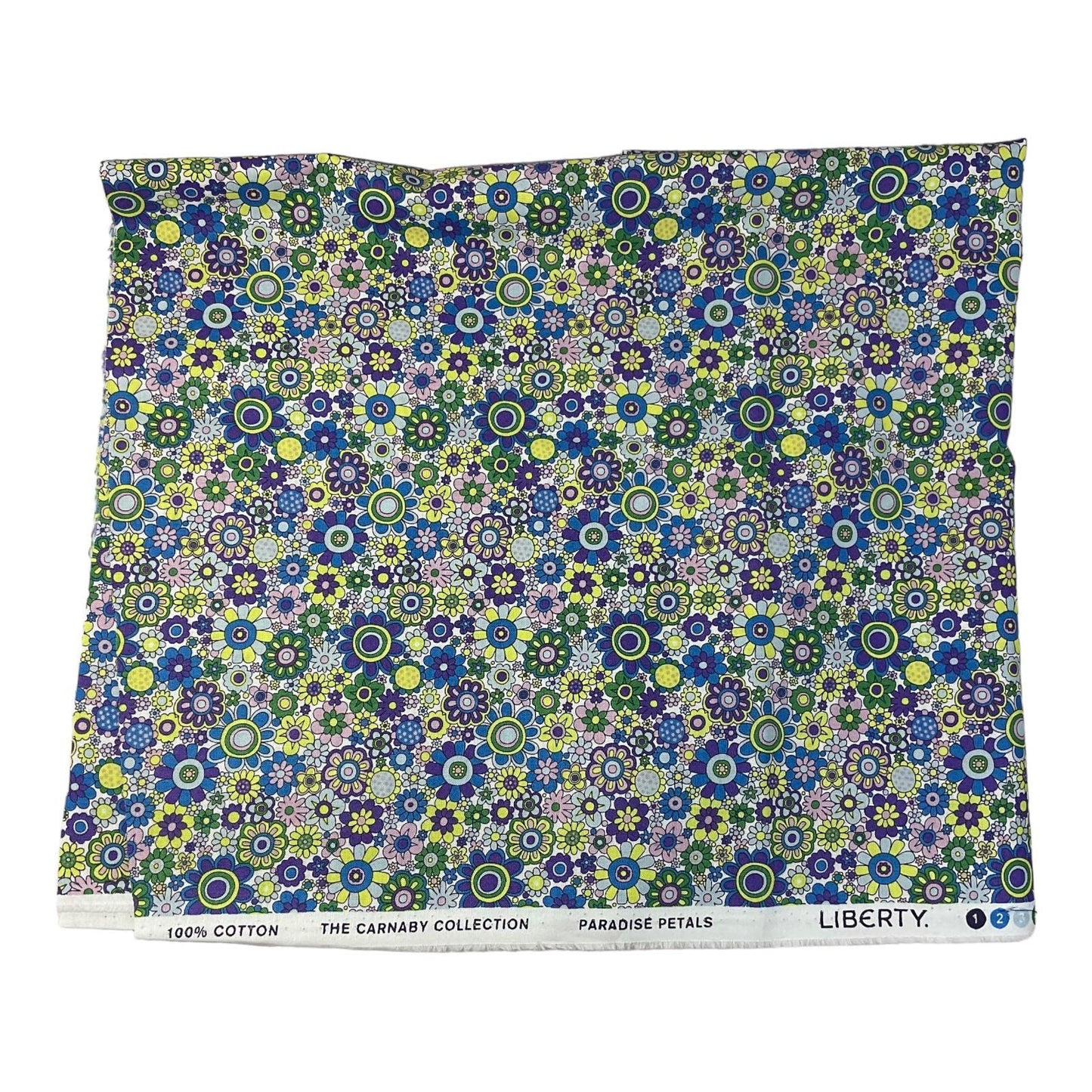 Circular needle case made from Liberty floral fabric