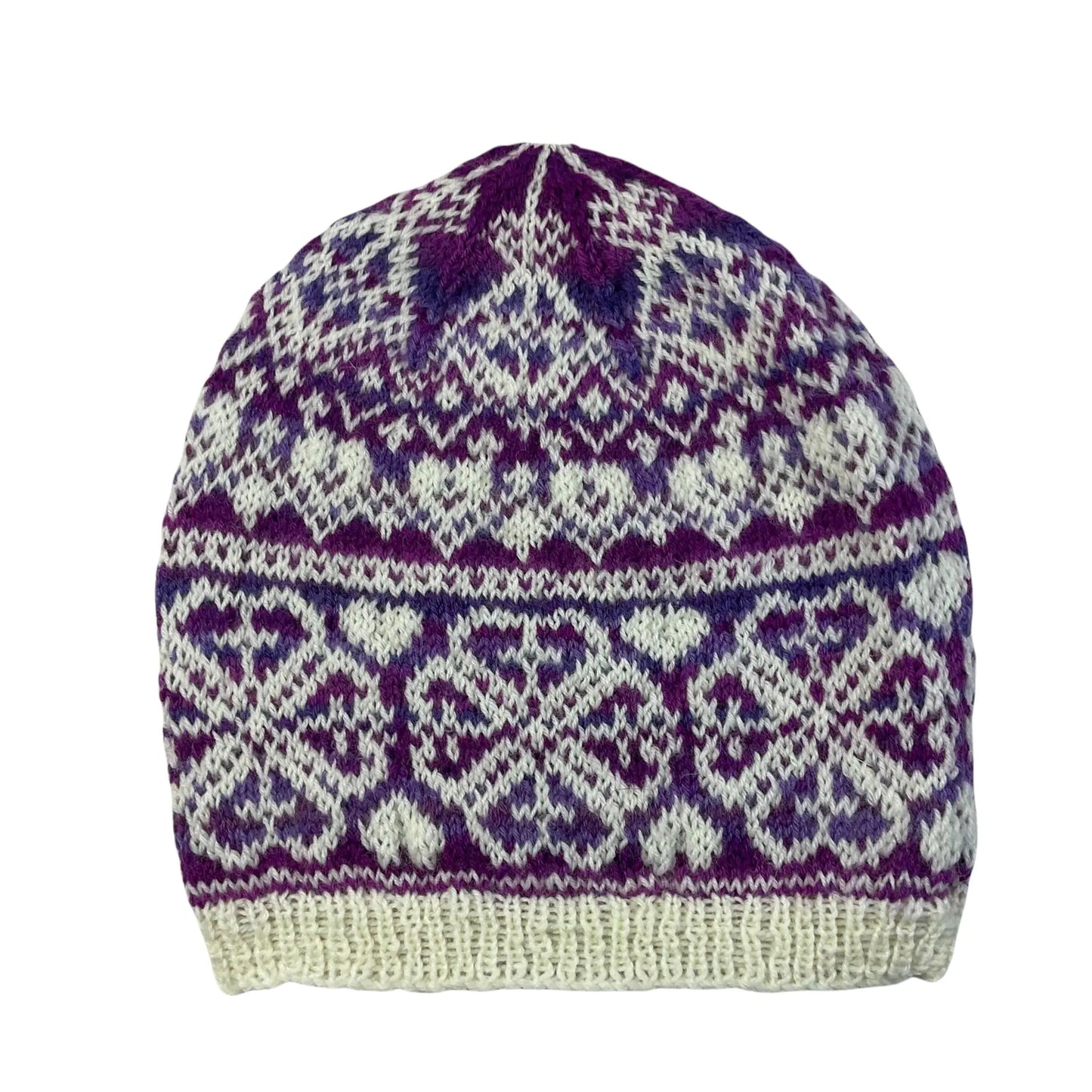 Floral Fairisle hand knitted hat,