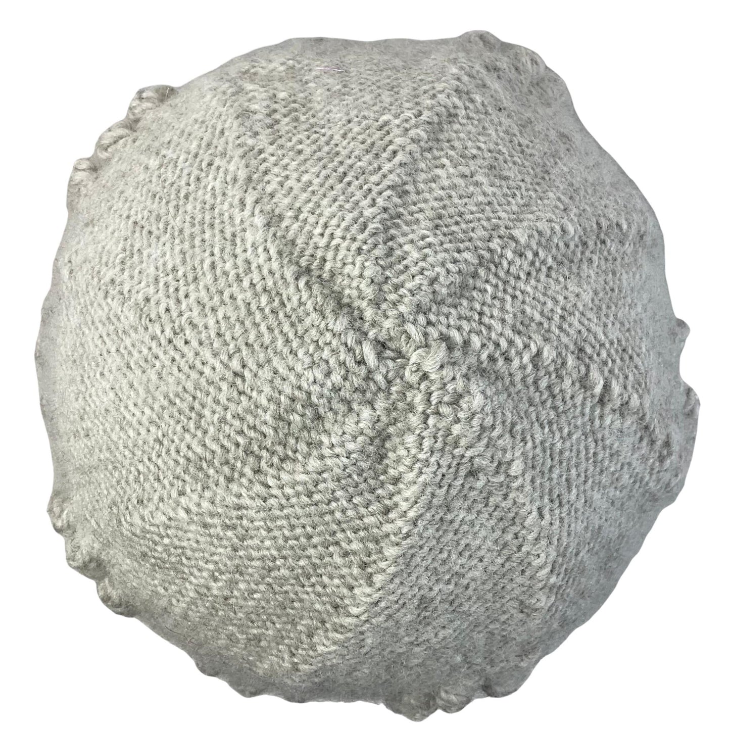 hand knitted cable and bobble hat in silver grey