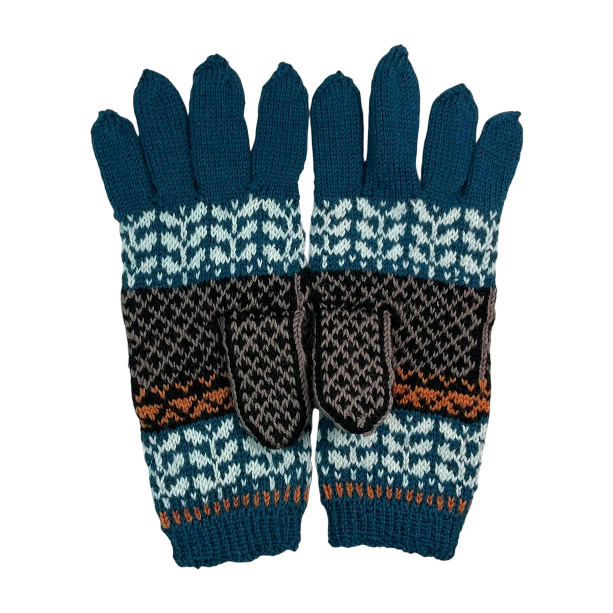 handknitted pure wool duck gloves