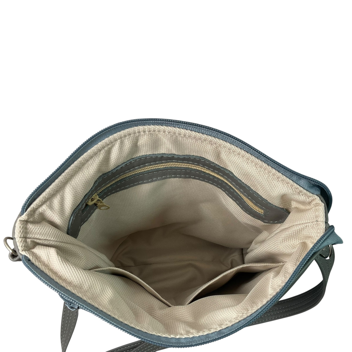 Handbag in genuine leather and blue tartan Harris tweed