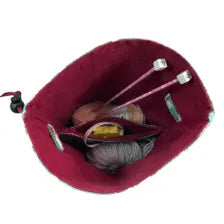 Knitting and crochet drawstring Two at a time project bag with butterfly print