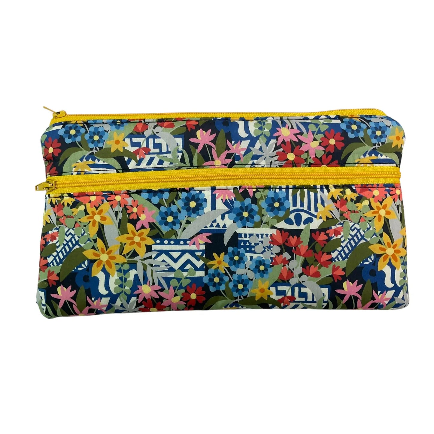 Liberty fabric two zip pocket pouch,