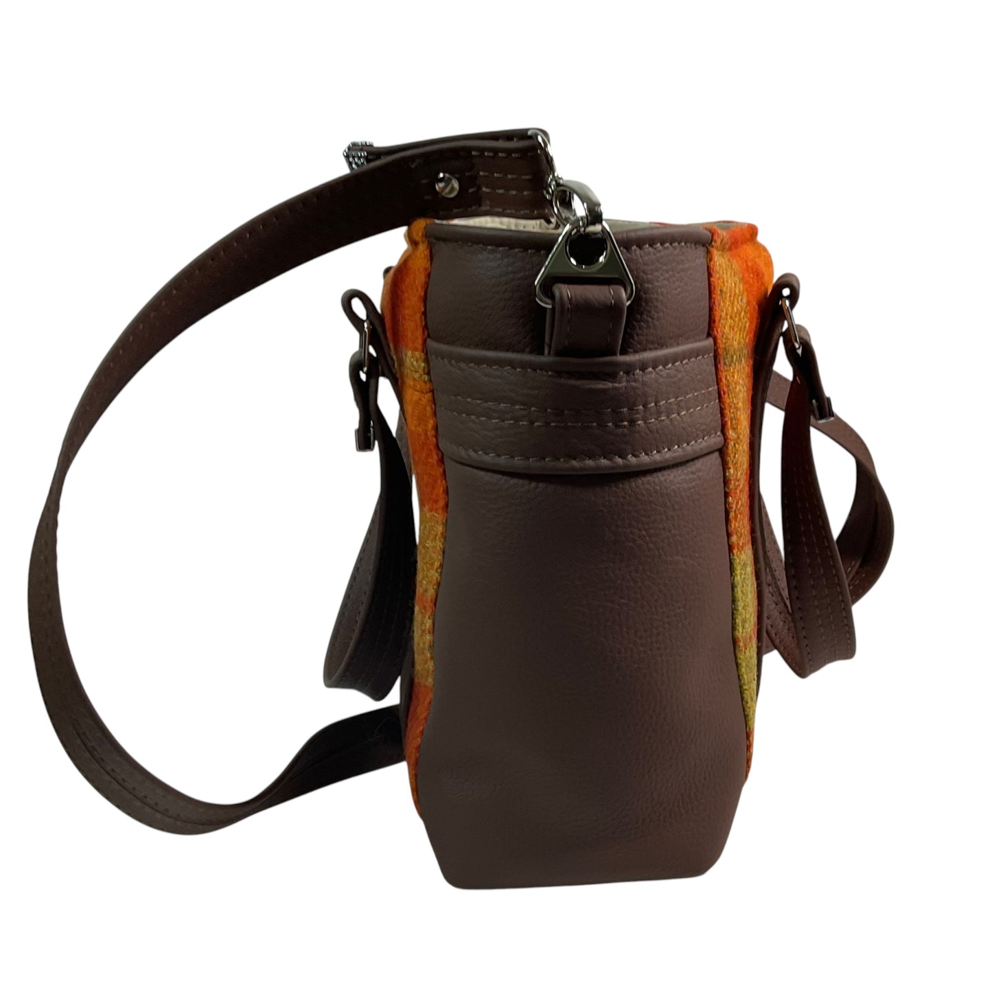 Harris tweed Crossbody Handbag with chocolate genuine leather