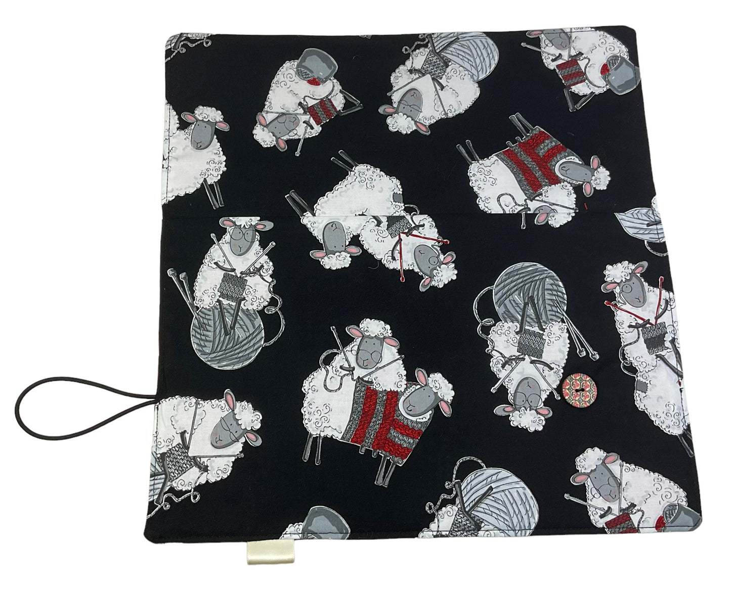 Interchangeable knitting needle case with knitting sheep