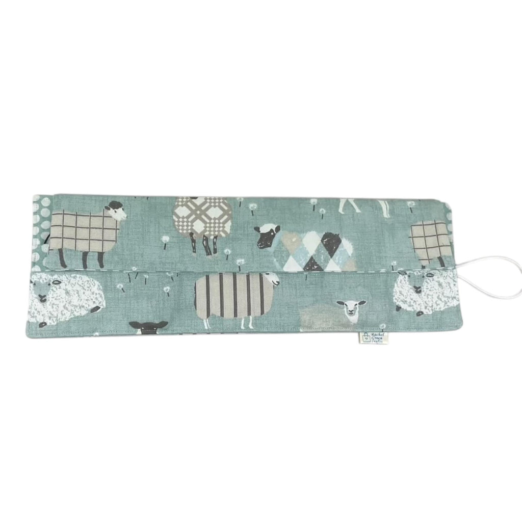 Short Circular knitting needle case with sheep, 40cm small diameter wallet, fixed 16", 9", 12" needle storage, knitters gift, needle holder,