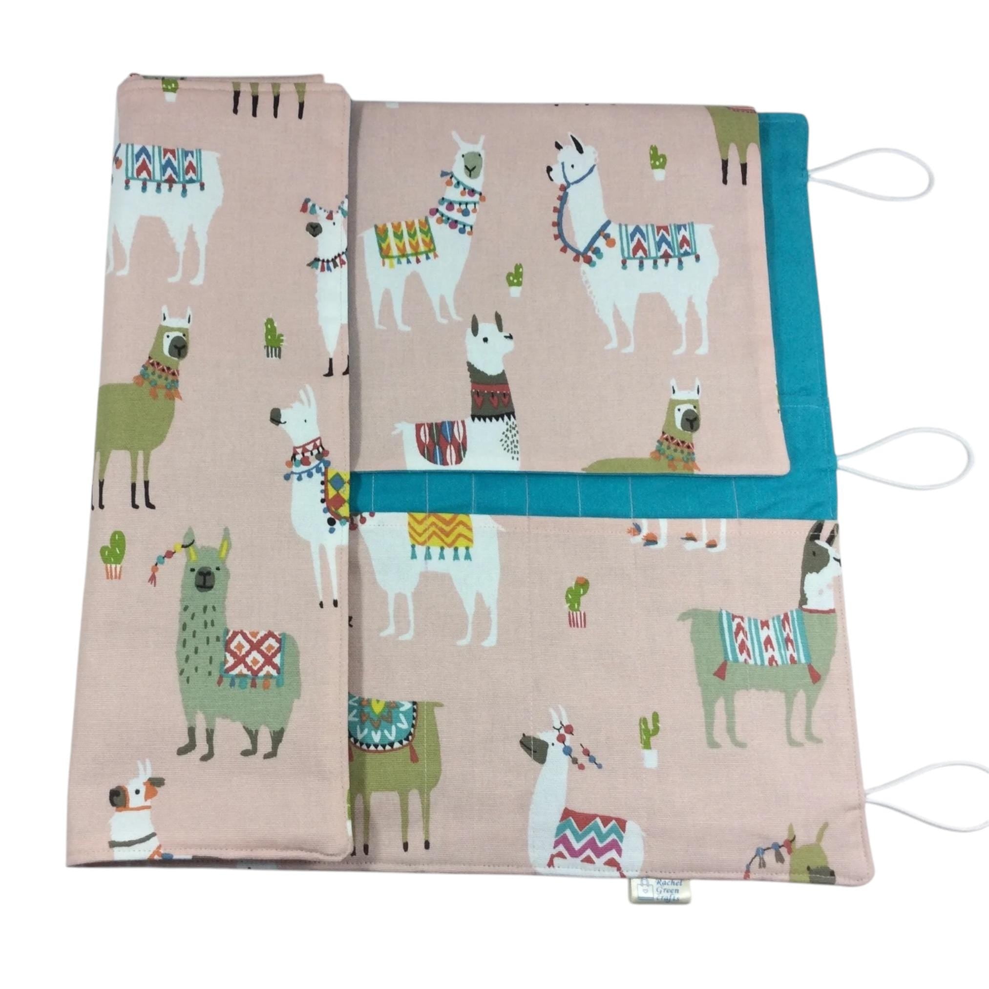 Straight and double pointed knitting needle case with alpacas, knitting needle pouch,  needle storage, long needles wallet, sock needle