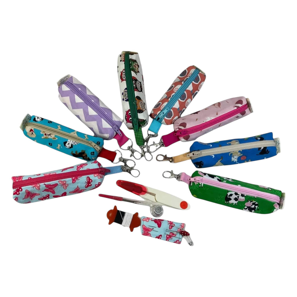 Mini sewing kit with lanyard clip,travel mending case, keyring needle case, keychain sewing notions, stocking filler, christmas gift