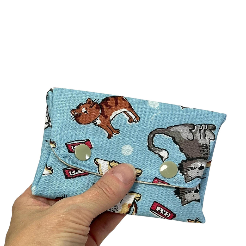 Dog & Cat Print Coin Purse: Fold Up Knitting Notions Pouch