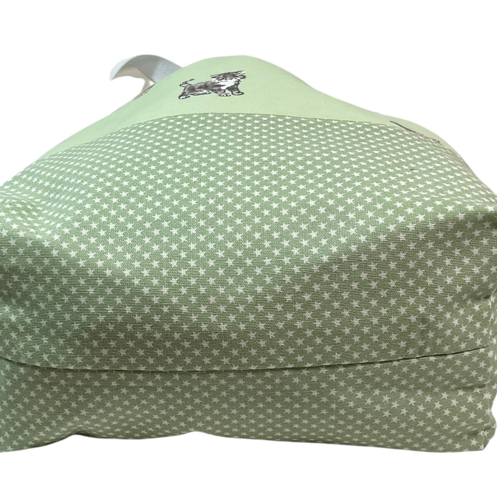 Extra Large drawstring knitting bag with cat print, multi pockets project bag with handles