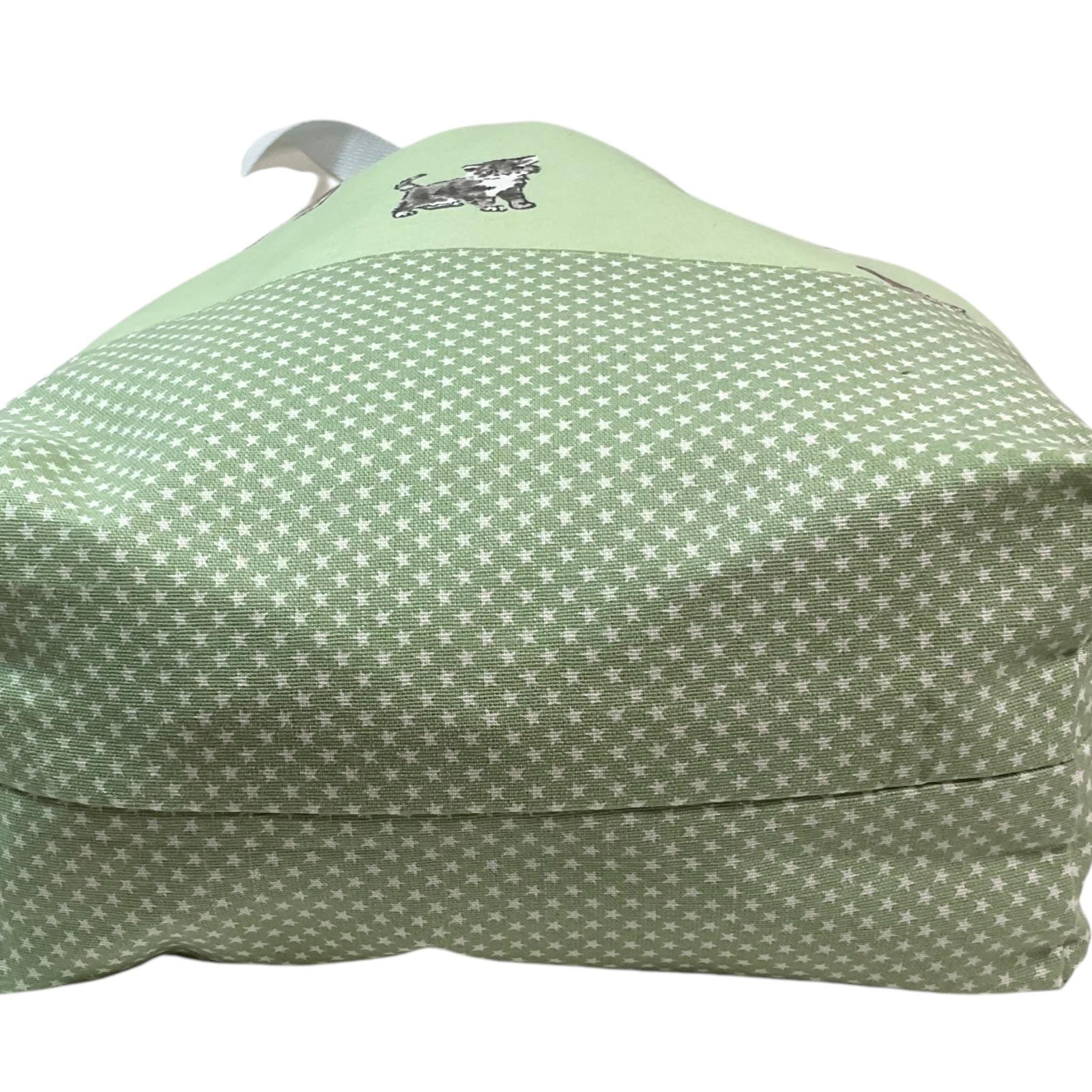 Extra Large drawstring knitting bag with cat print, multi pockets project bag with handles
