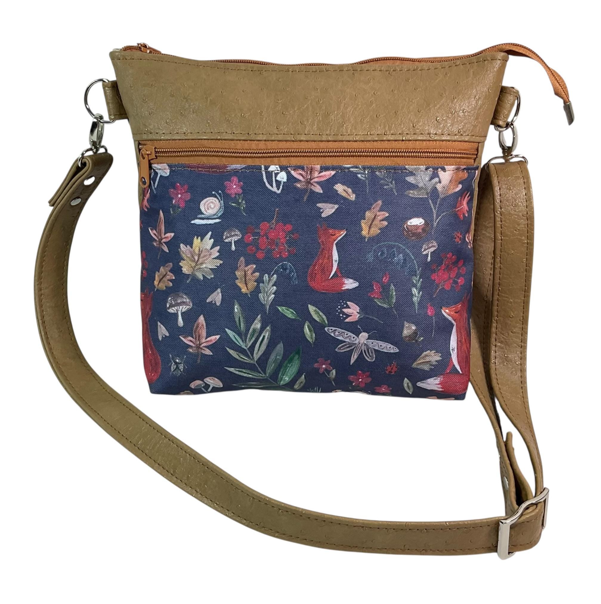 Faux Leather Handbag: Cottagecore Fox Print Crossbody Bag