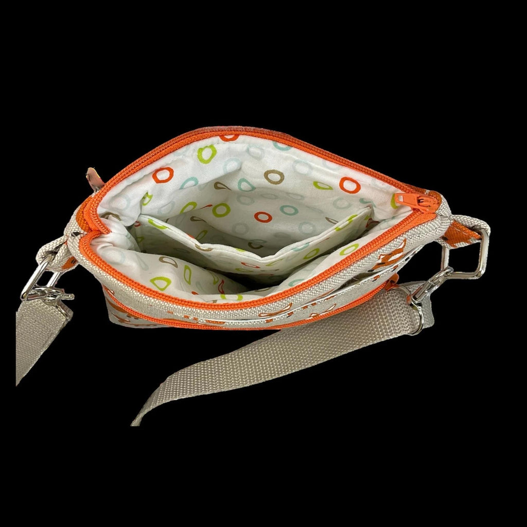 Fox print small shoulder phone bag, Fox and owl handbag, woodland  teenager purse, essentials bag