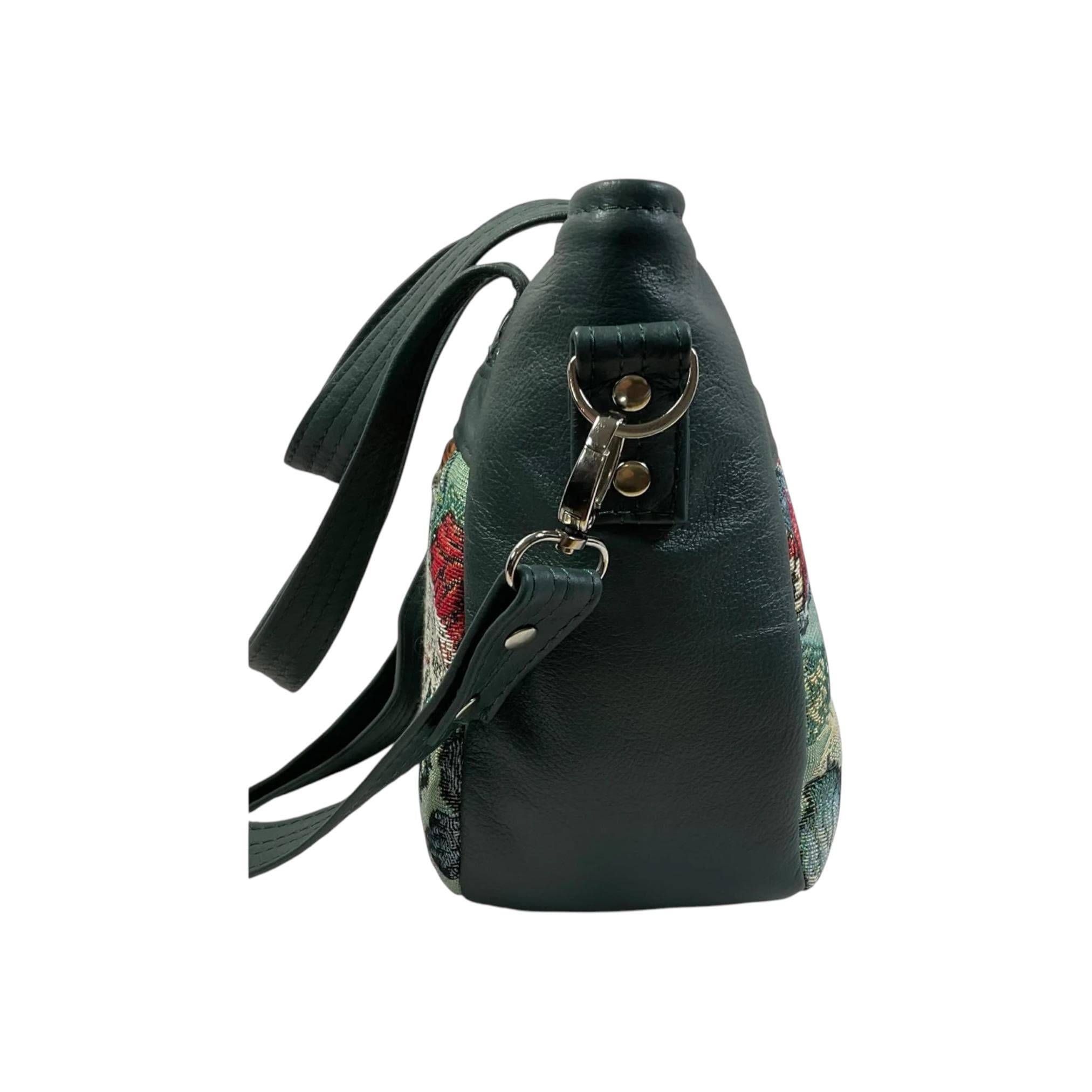 Crossbody Handbag in genuine Leather and butterfly print, unique one of a kind shoulder bag, zip pocket adjustable strap organiser