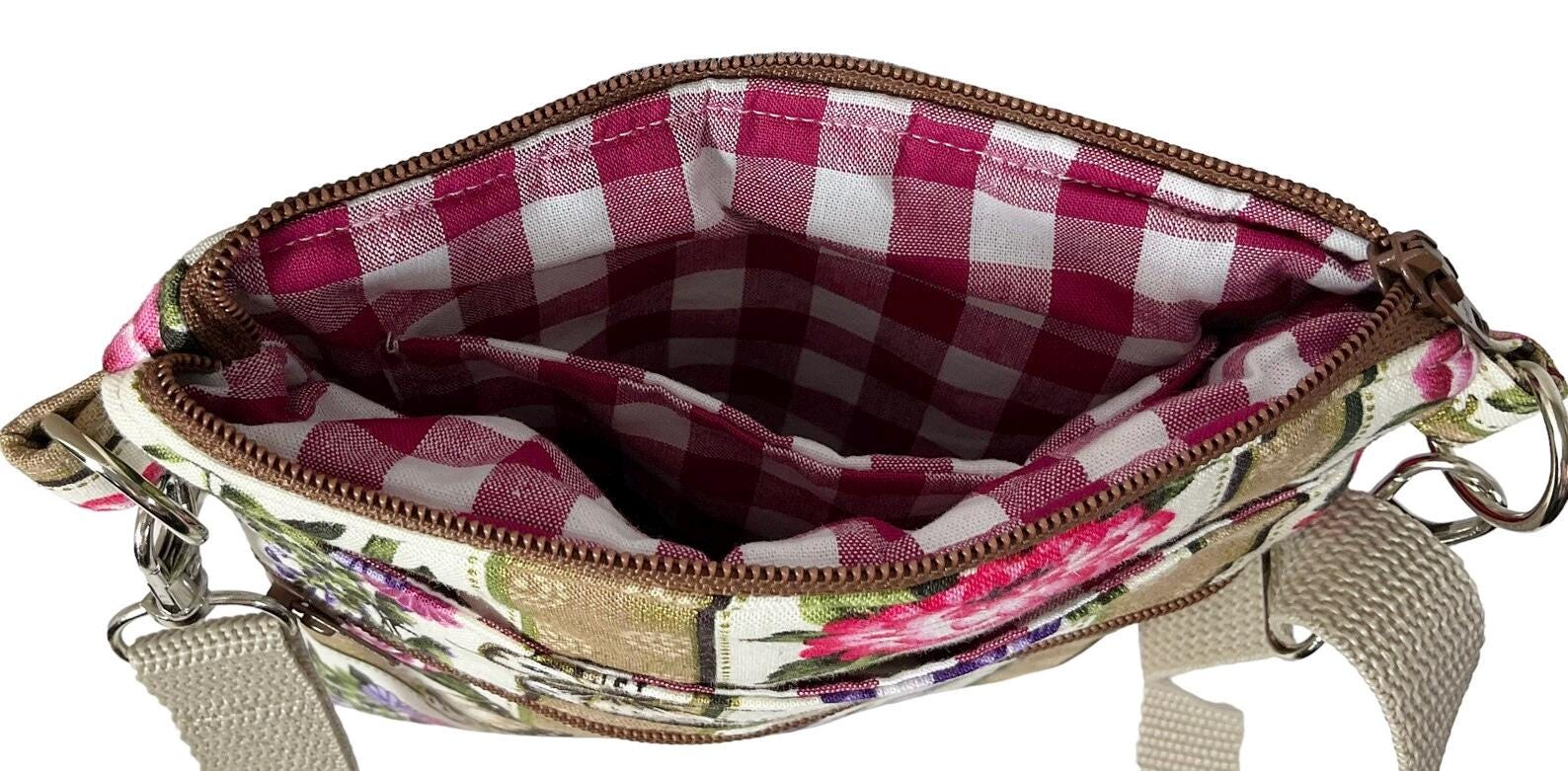 Floral small shoulder phone bag with gold accents, Butterfly handbag, bird teenager purse, essentials bag