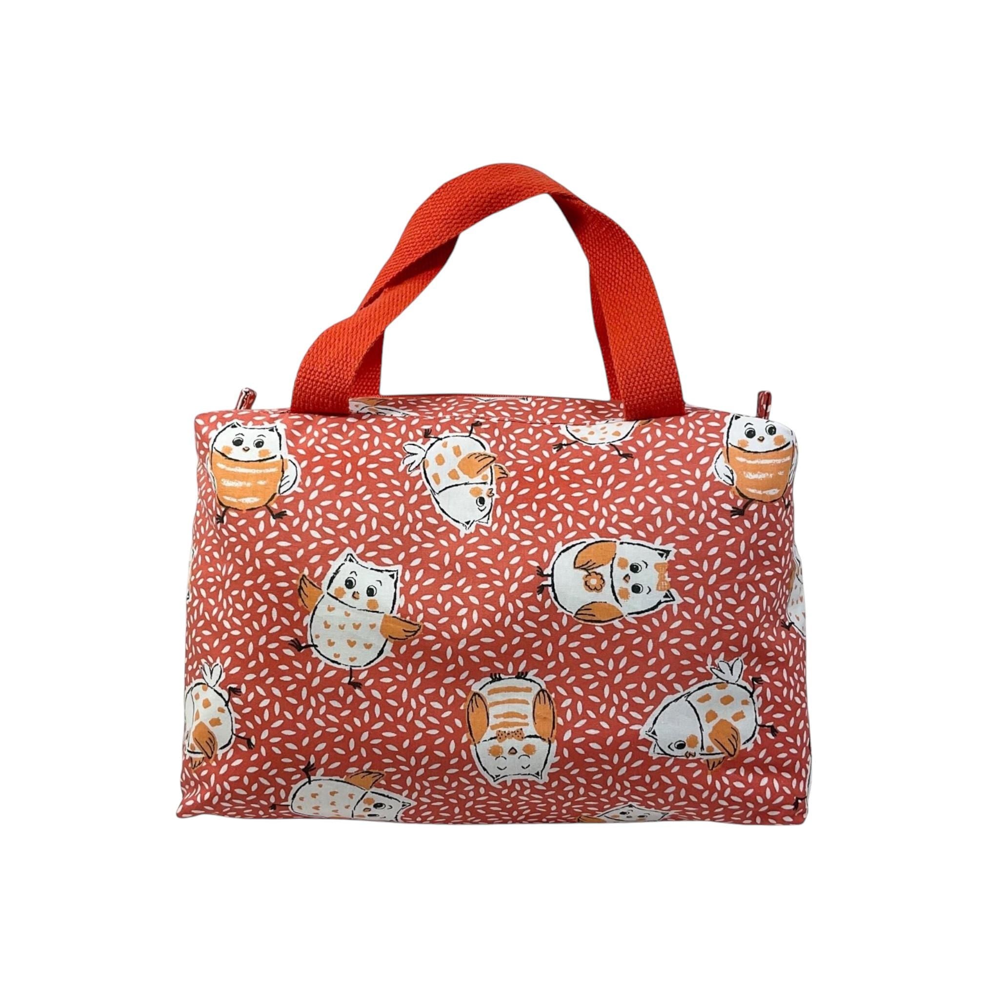 Large owl toiletries bag with handles and zip pocket, bird print Waterproof lined wash pouch, camping  ladies  gift, womens sponge bag