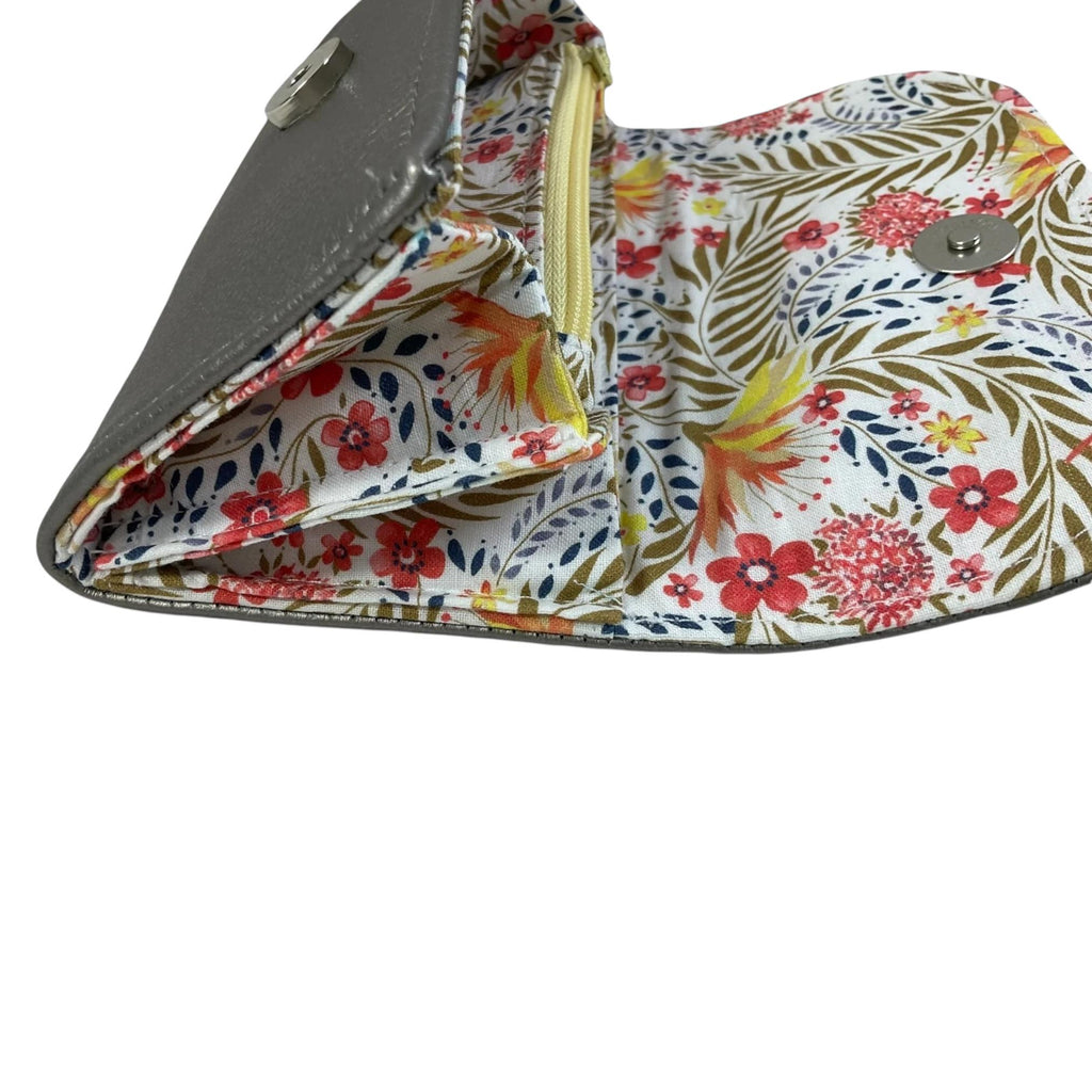 Concertina purse in faux leather and lined with liberty floral cotton fabric, coin and card wallet,  floral  ladies gift