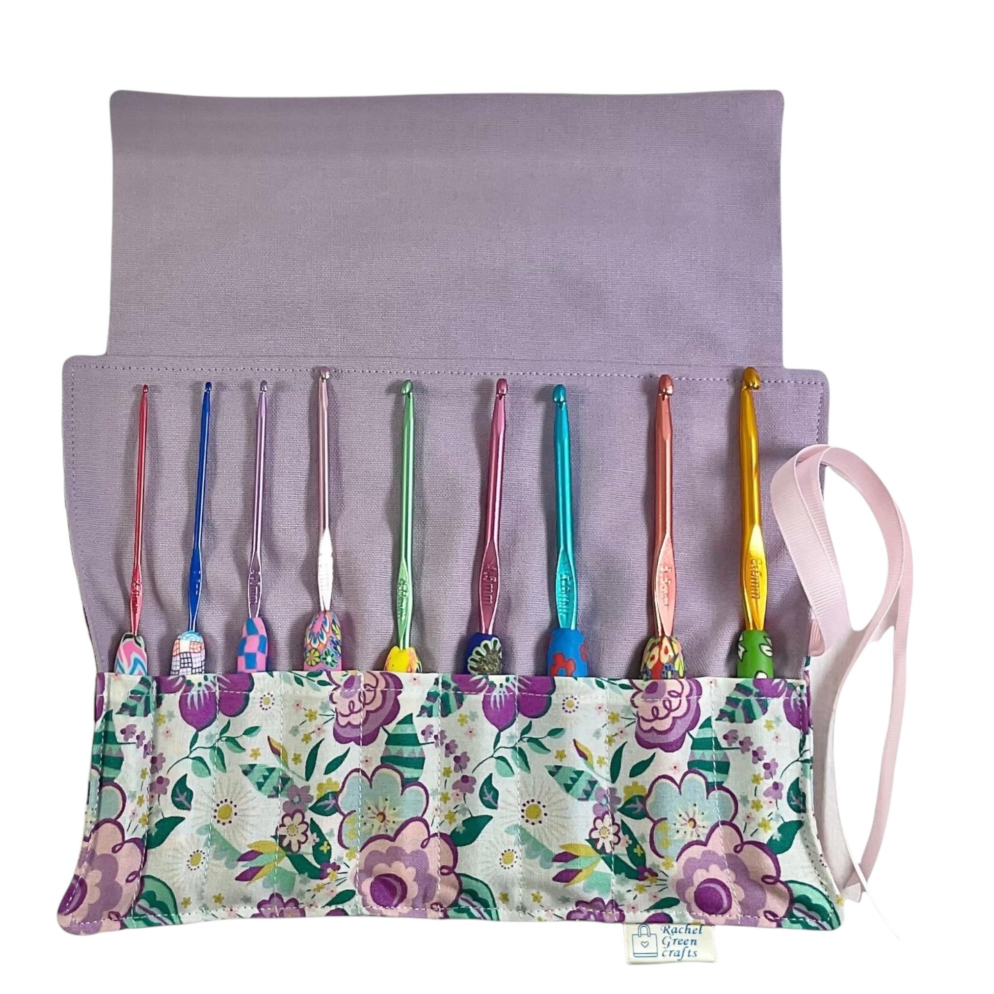 Floral Crochet Hook Set: Liberty Fabric Case, Ergonomic Handles (2mm-6mm)
