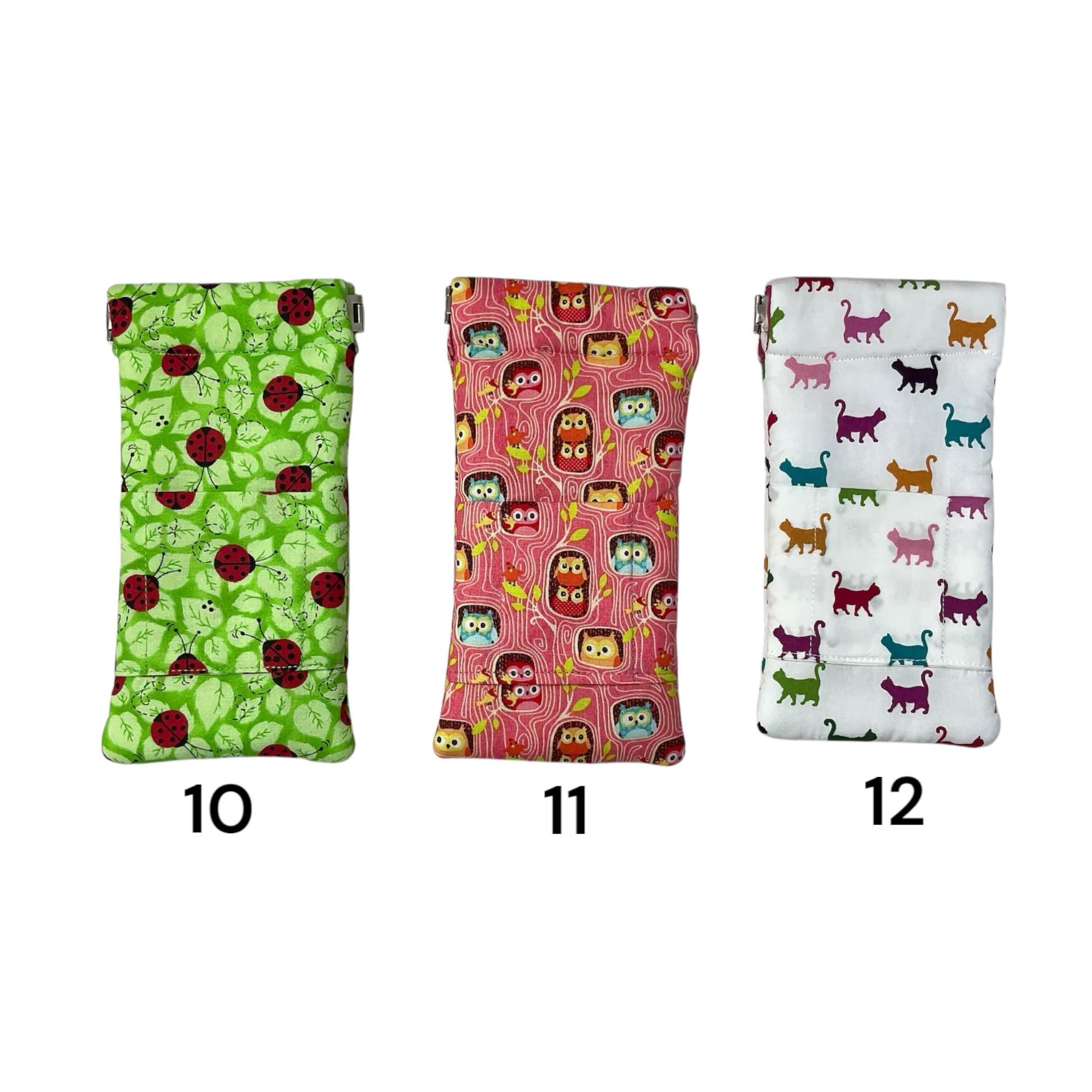 Snap shut glasses case, fabric spectacles pouch, sunglasses flex frame, ladies eyeglasses holder, women's gift, animal, children's