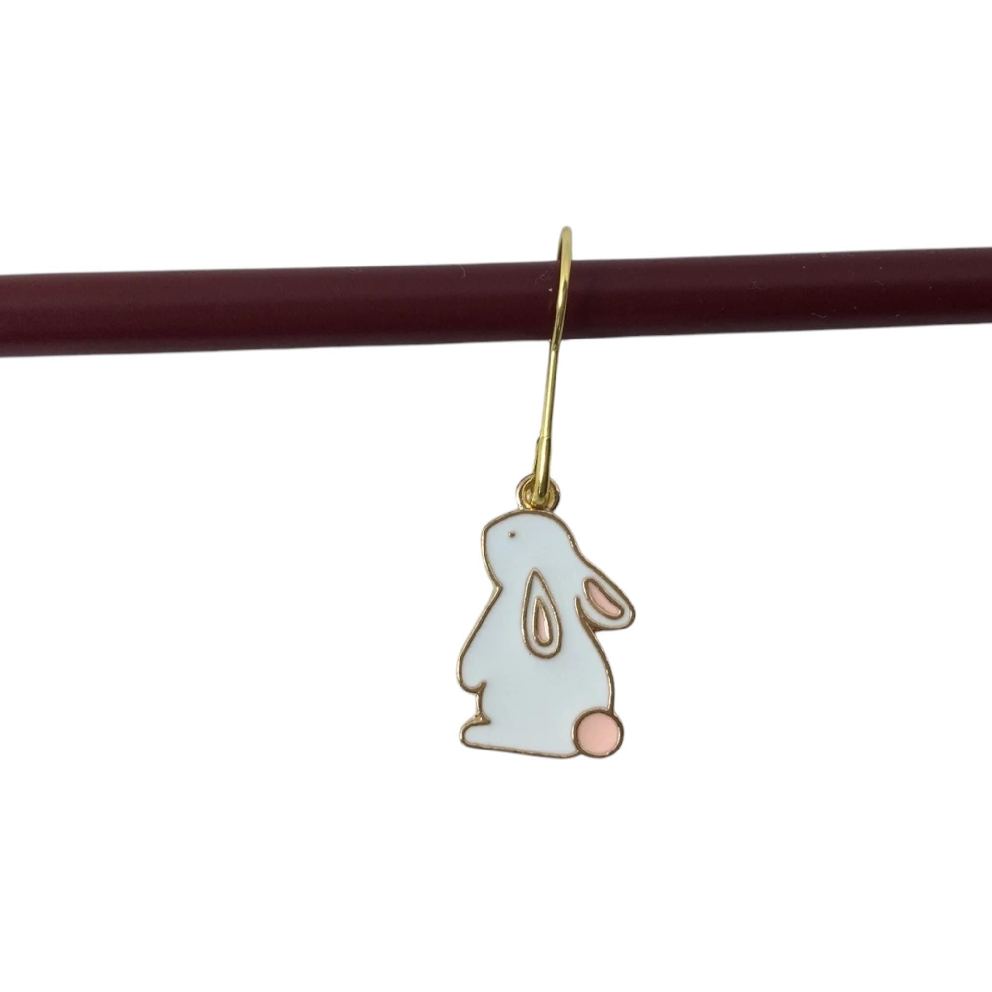 Rabbit stitch markers , enamelled colourful crochet bunny progress charm, knitting markers, lace markers, knitters gift, place keeper