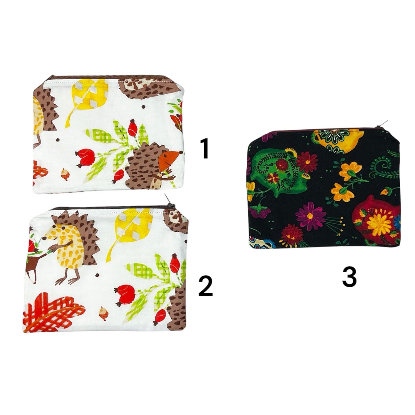 Small zip pouch with various prints