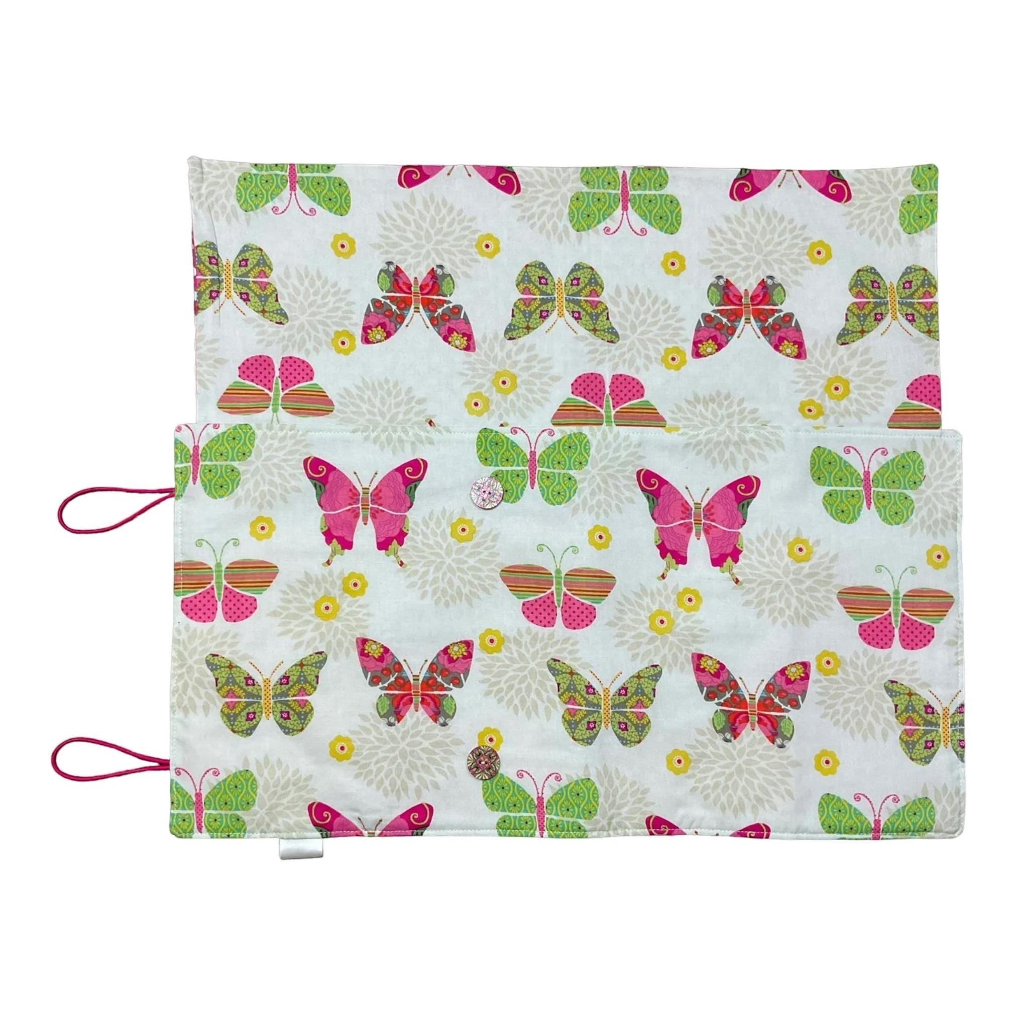 Double pointed knitting needle case with butterflies,  DPN or crochet hook case, sock knitters gift,