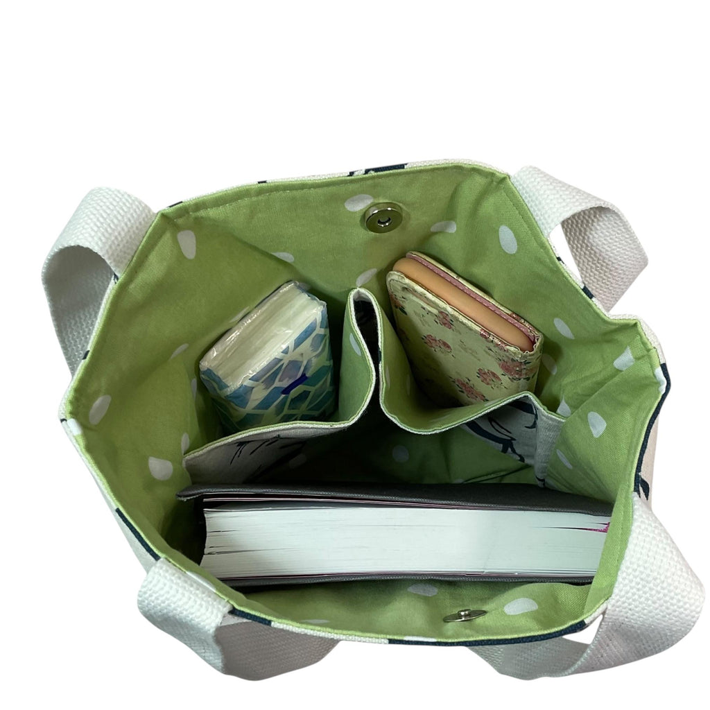 Cats Cotton Canvas Tote Bag, Colourful Book Purse, Lined