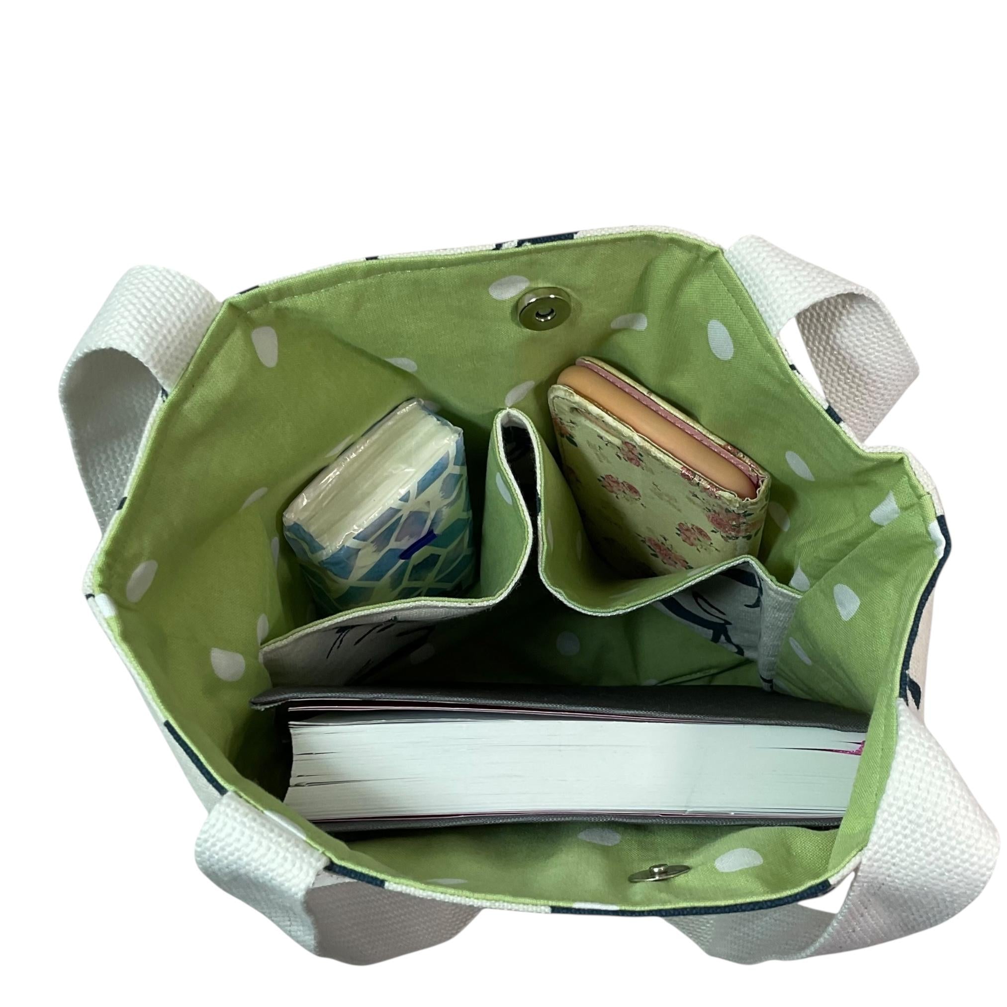 Cats Cotton Canvas Tote Bag, Colourful Book Purse, Lined
