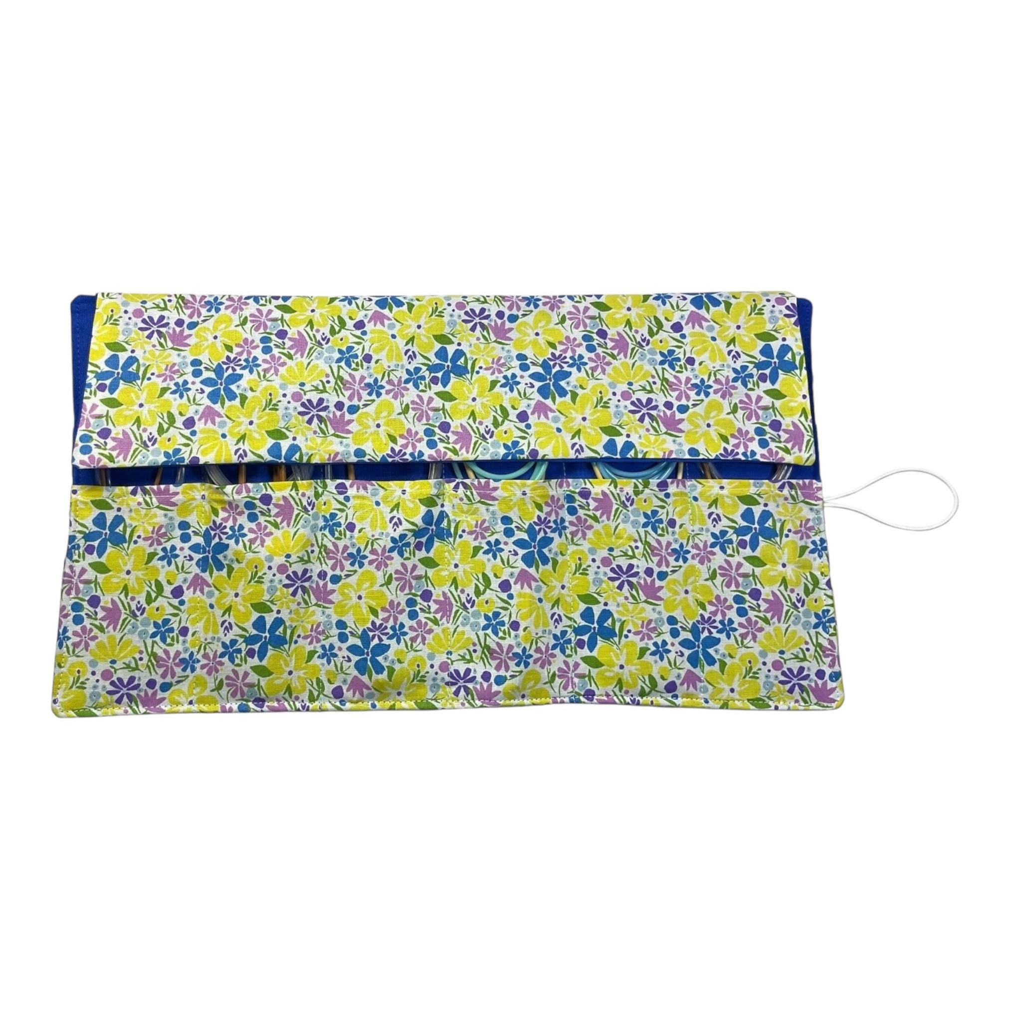 Circular needle case made from Liberty floral fabric, fixed circular sock needle pouch, knitting needle roll, knitters gift, needle holder,
