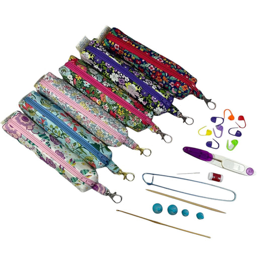 Knitting kit and crochet travel set in Liberty fabric