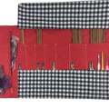 Black and white gingham interchangeable and double pointed needle case, checked knitting needle pouch,knit pro wallet, sock needle case