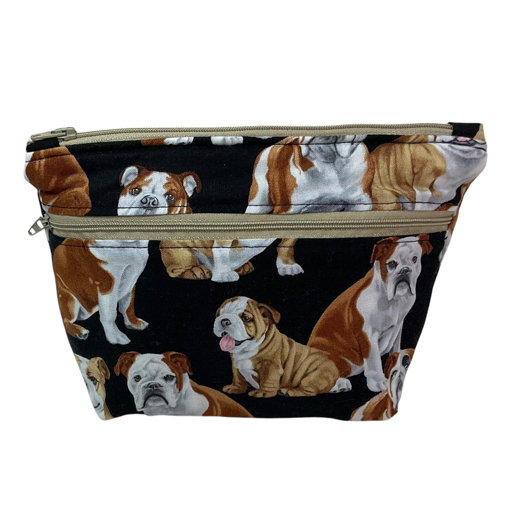 Cosmetics bag with corgi, chihuahua, bulldog, retriever and daschund,  dog breeds print,  2 pockets, water resistant makeup pouch,