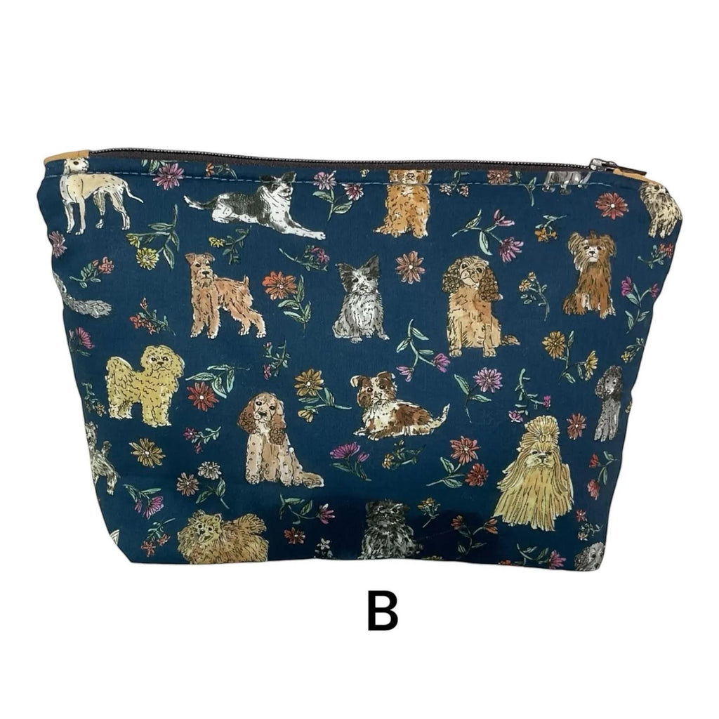 Cosmetics pouch in Liberty dog, cat and pet print tana lawn , small wash bag with waterproof lining , zipped Makeup storage, ladies gift