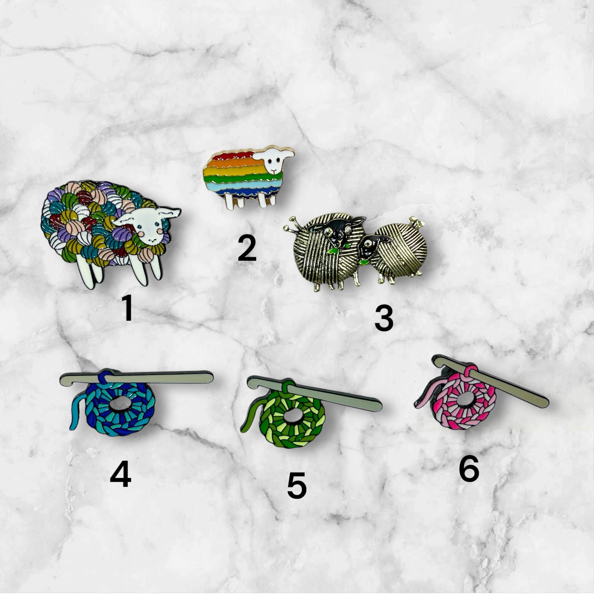Knitting & Crochet Pin: Rainbow Sheep, Yarn Project Brooch