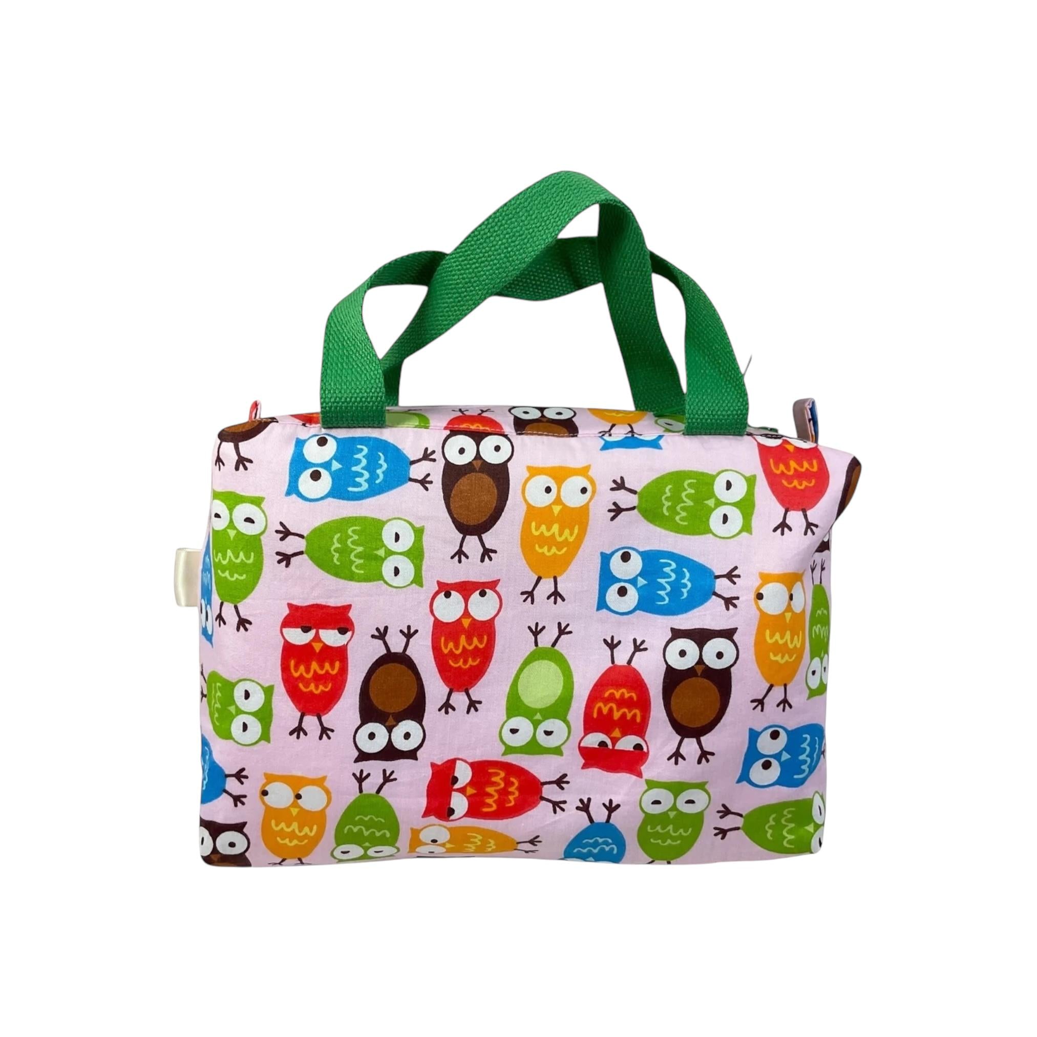 Large owl toiletries bag with handles and zip pocket, bird print Waterproof lined wash pouch, camping  ladies  gift, womens sponge bag