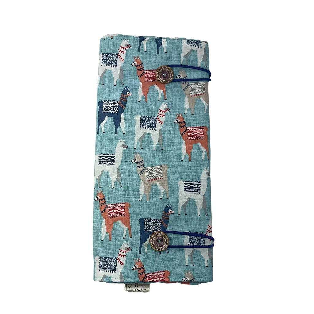 Double pointed knitting needle case with llamas,  alpaca DPN or crochet hook case, sock knitters gift,