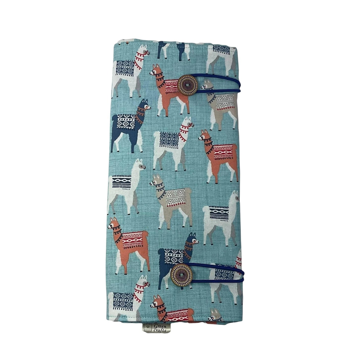 Double pointed knitting needle case with llamas