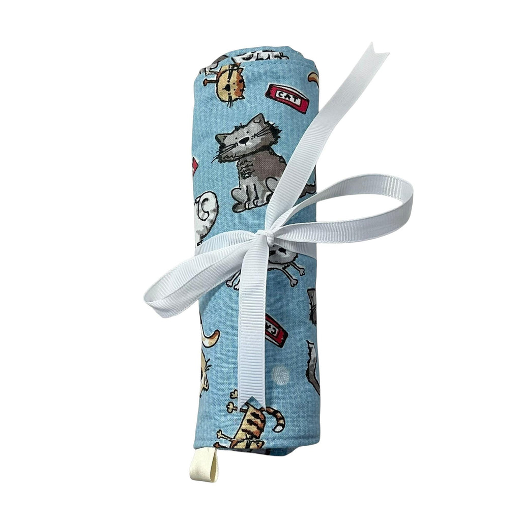 Crochet hook case with cats, Ergonomic hook organiser, roll up short Dpn case, cat lover gift, knitters gift, Crochet gift, crochet storage