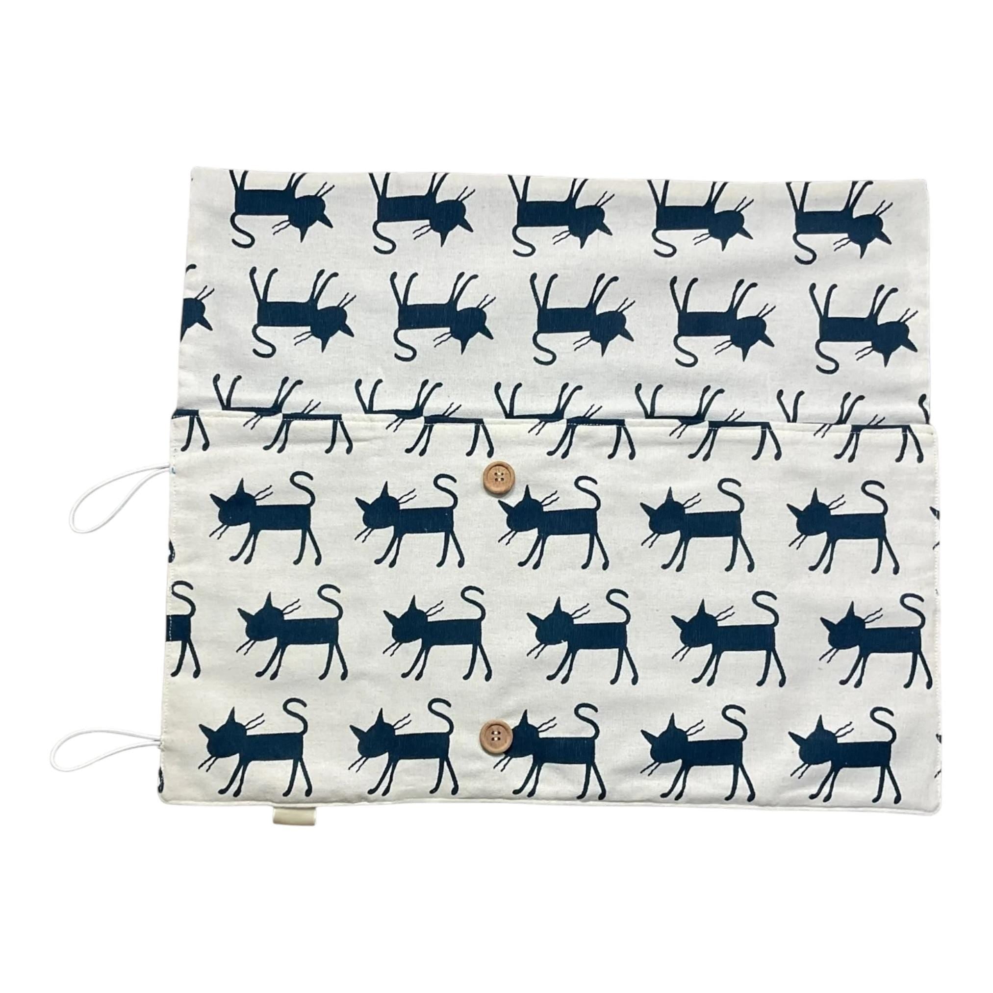 Double pointed knitting needle case with cats,  DPN or crochet hook case, sock knitters gift,