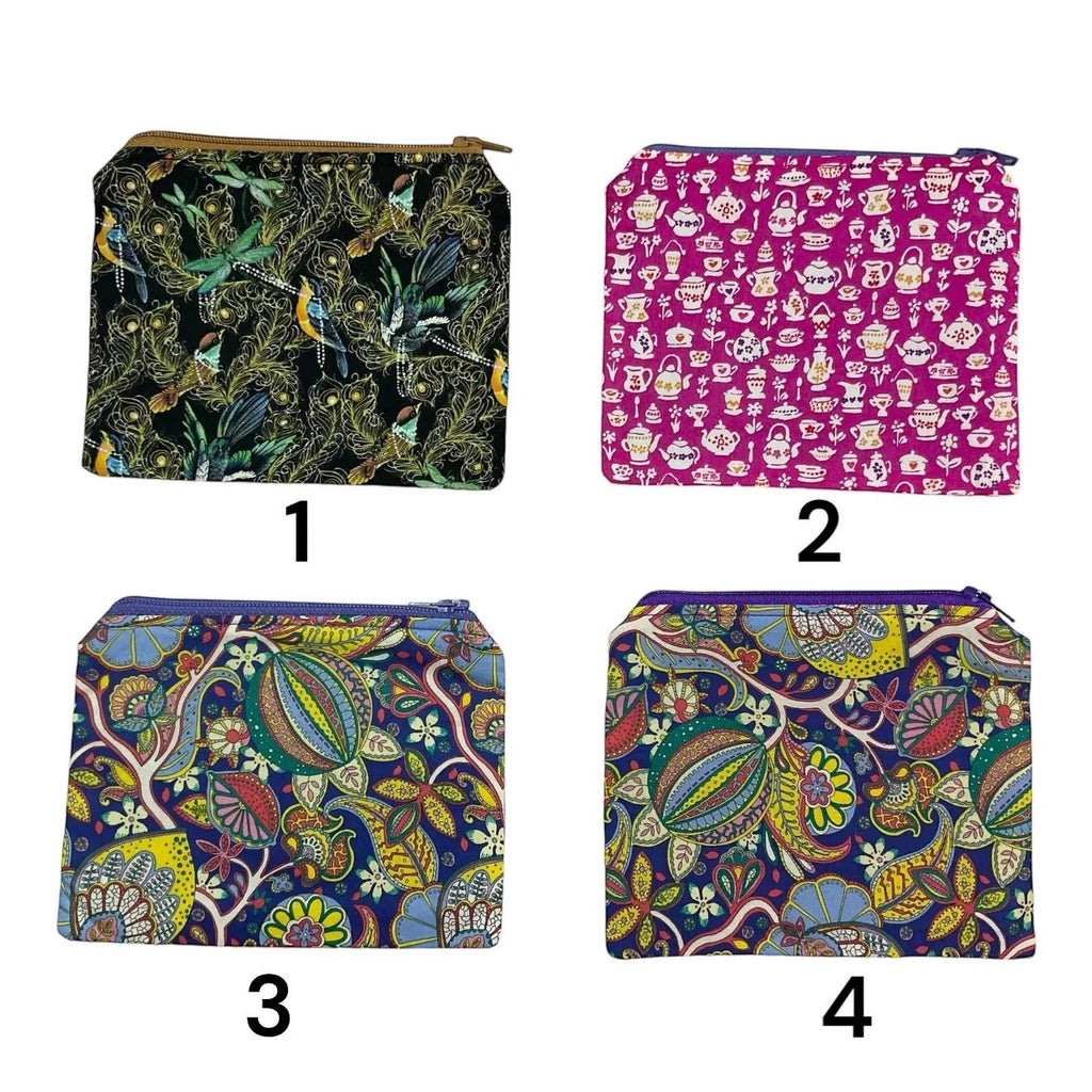 Floral Liberty Fabric Coin Purse: Handmade Zip Pouch, credit card holder,