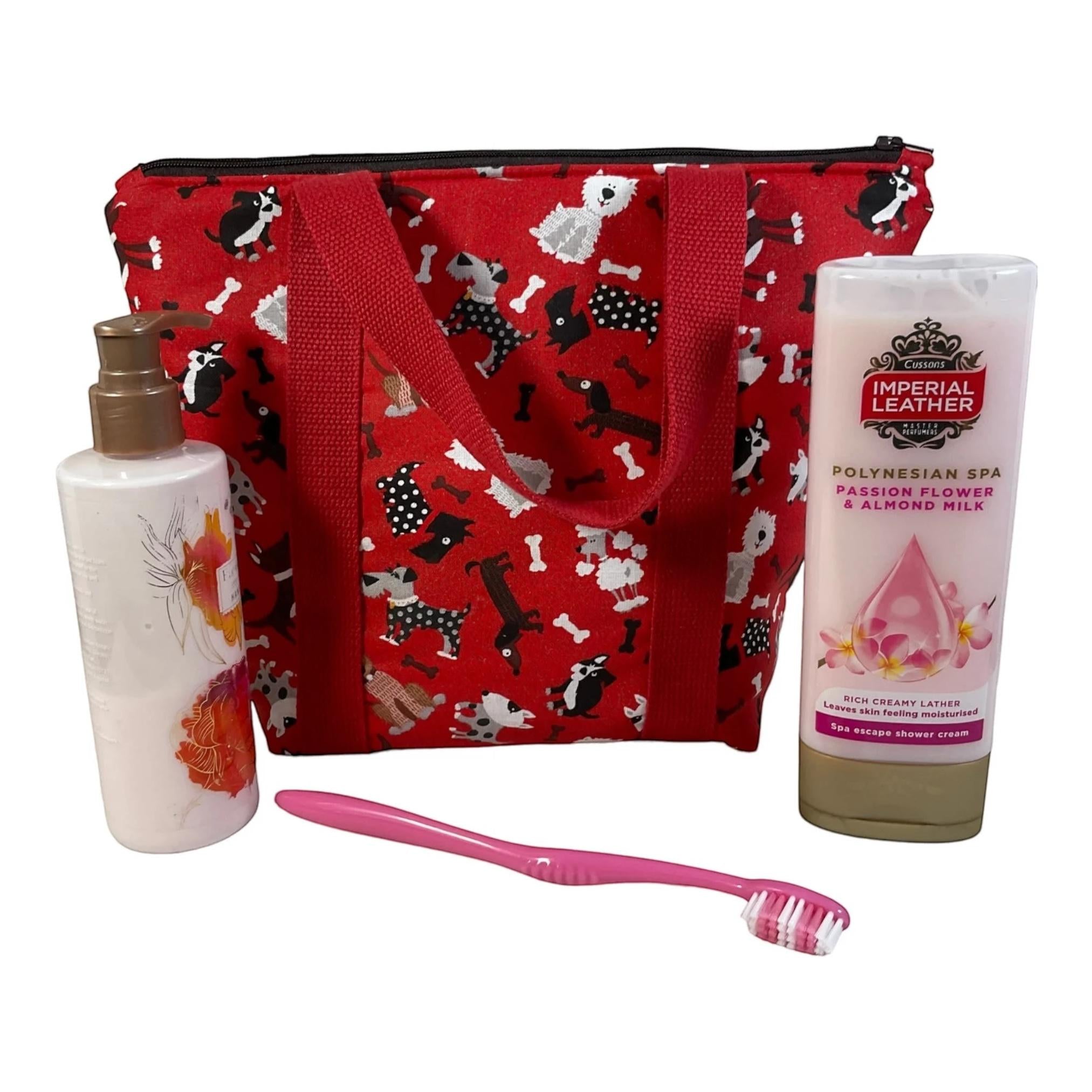 Handmade Floral Bee Toiletry Bag: Large Zip Makeup Pouch