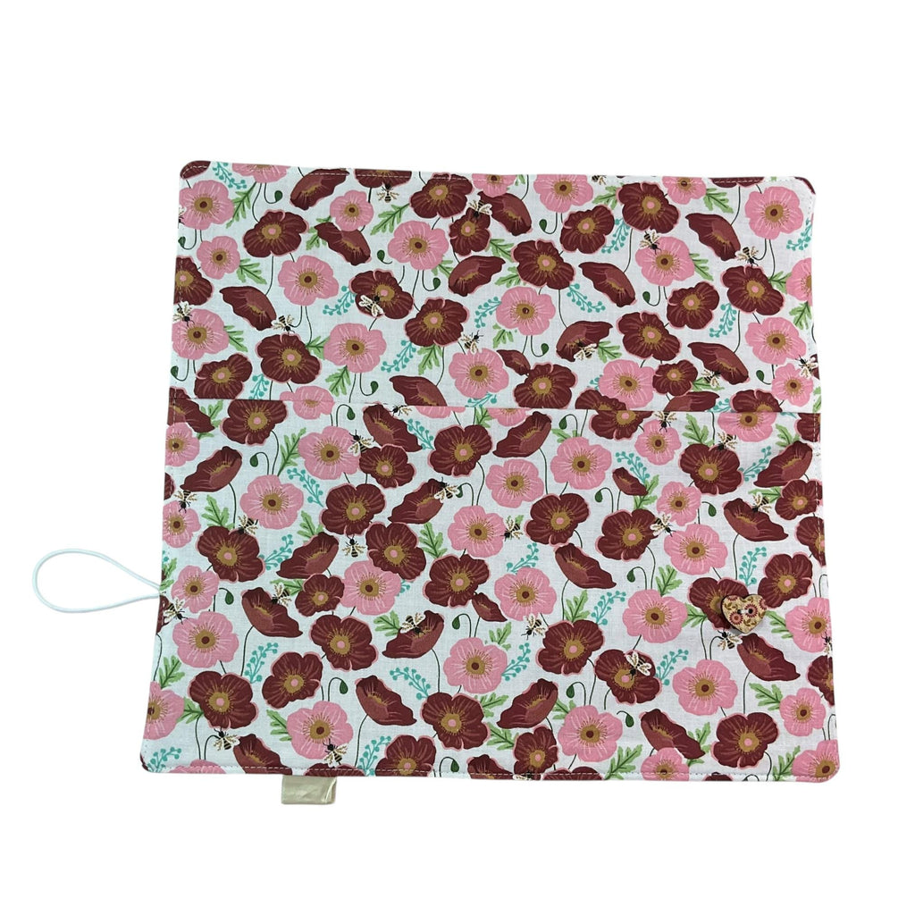 Interchangeable knitting needle case with bees and flowers , floral addi case, chiagoo wallet, knit pro organiser pouch, hiya hiya case,