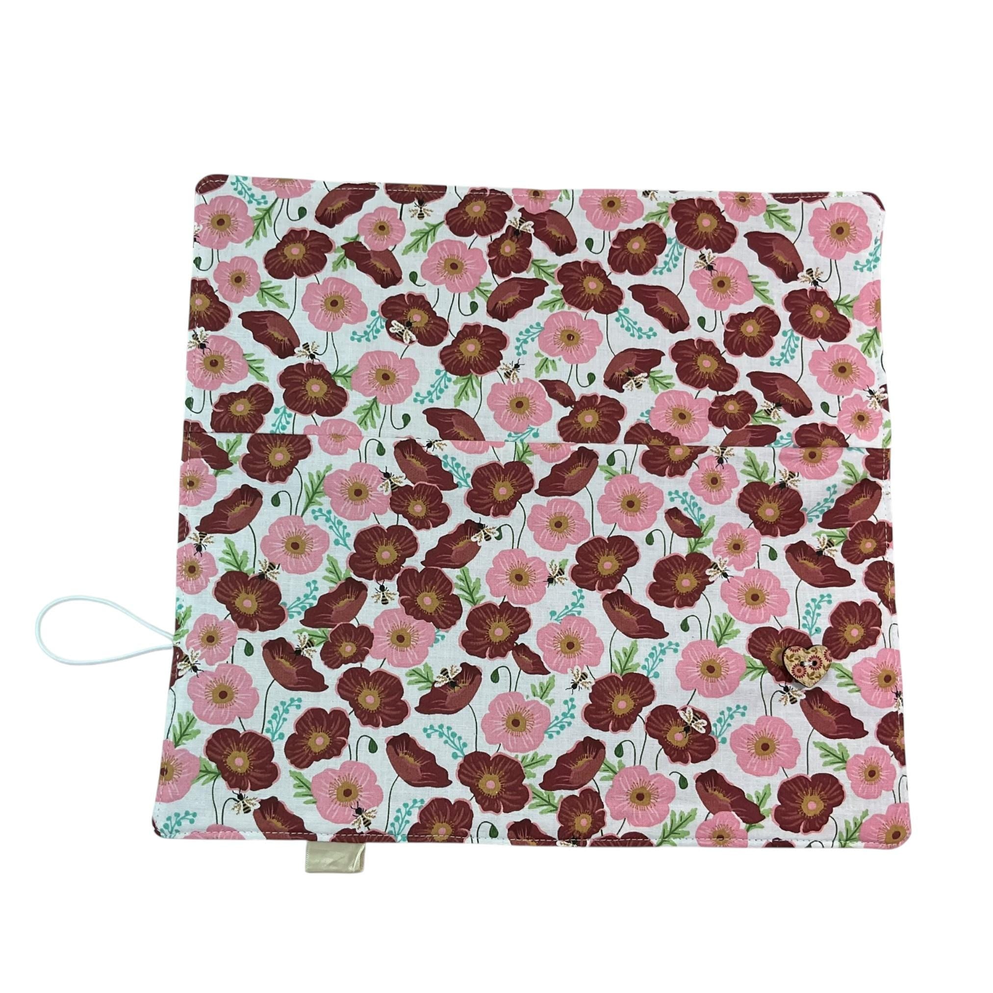 Interchangeable knitting needle case with bees and flowers , floral addi case, chiagoo wallet, knit pro organiser pouch, hiya hiya case,
