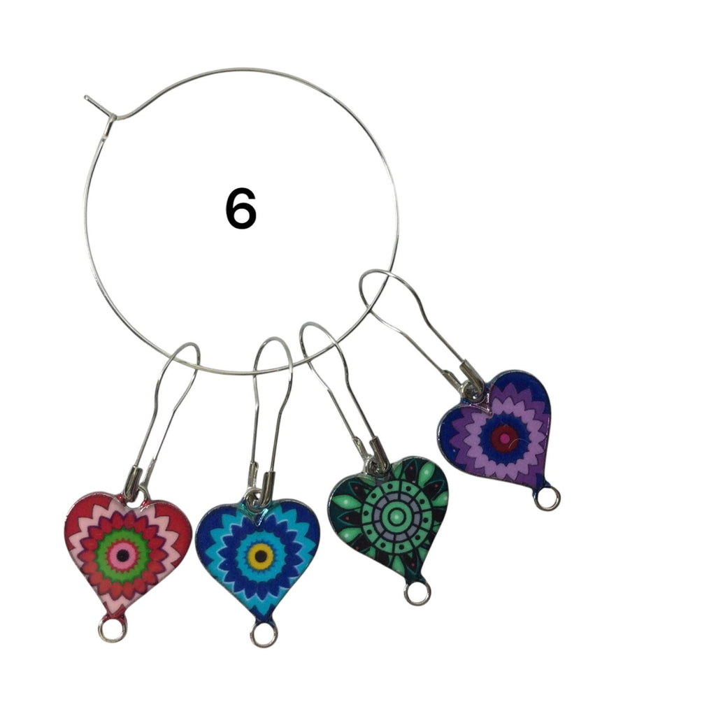 Heart Stitch Markers: Enamelled Knitting Crochet Charms (Set of 4)