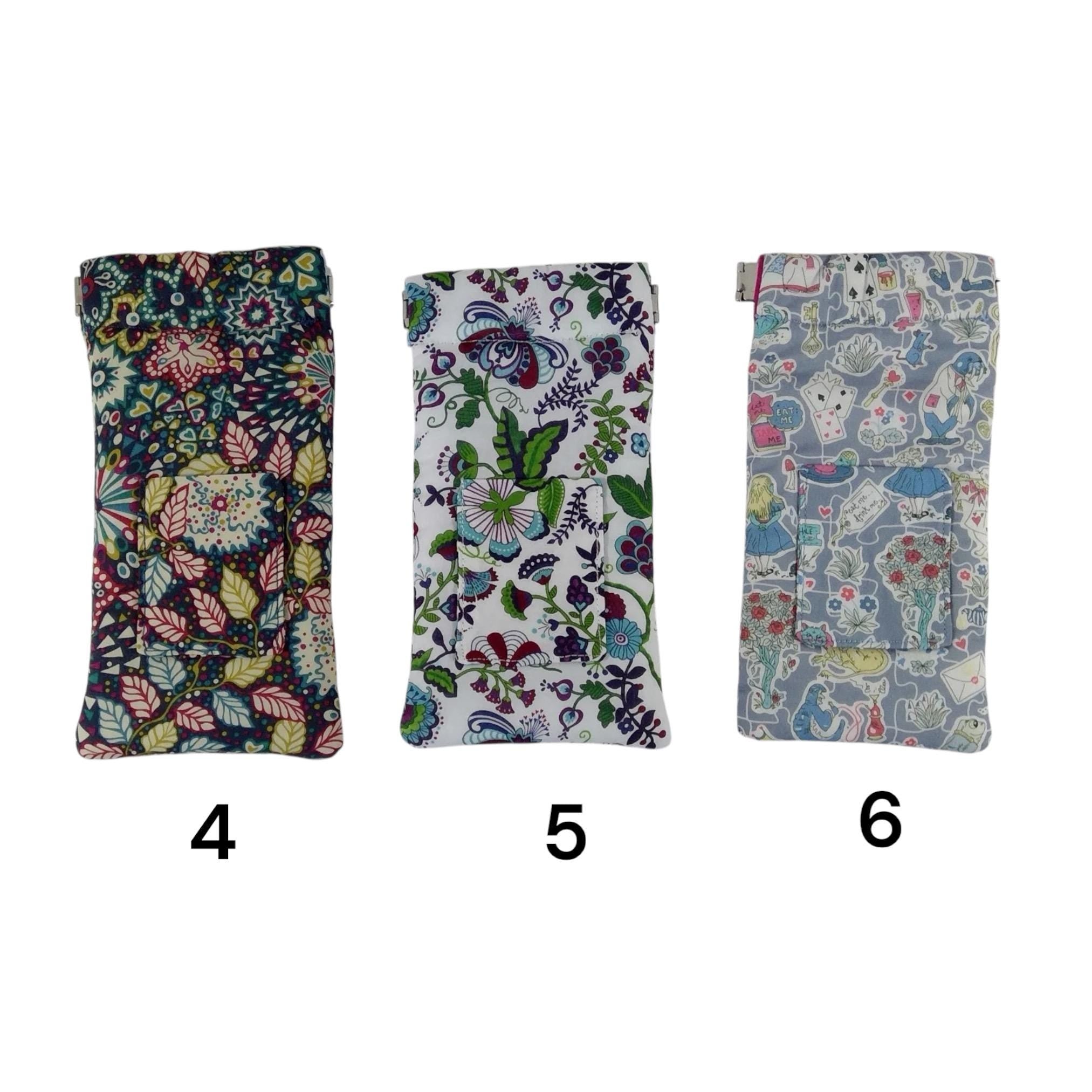Glasses cases in Liberty floral fabric, snap shut spectacles pouch, sunglasses flex frame, ladies eyeglasses holder, women's gift,