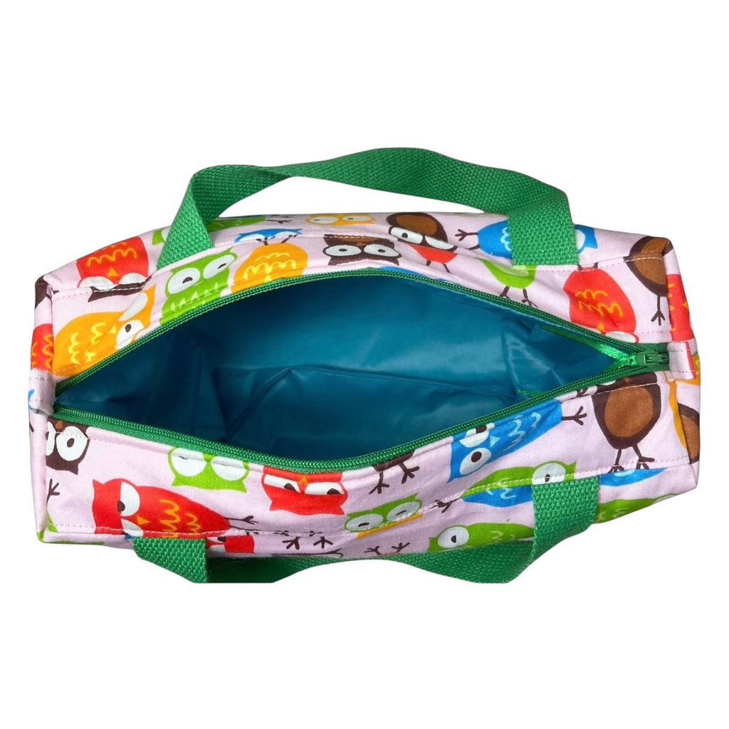 Large owl toiletries bag with handles and zip pocket, bird print Waterproof lined wash pouch, camping  ladies  gift, womens sponge bag