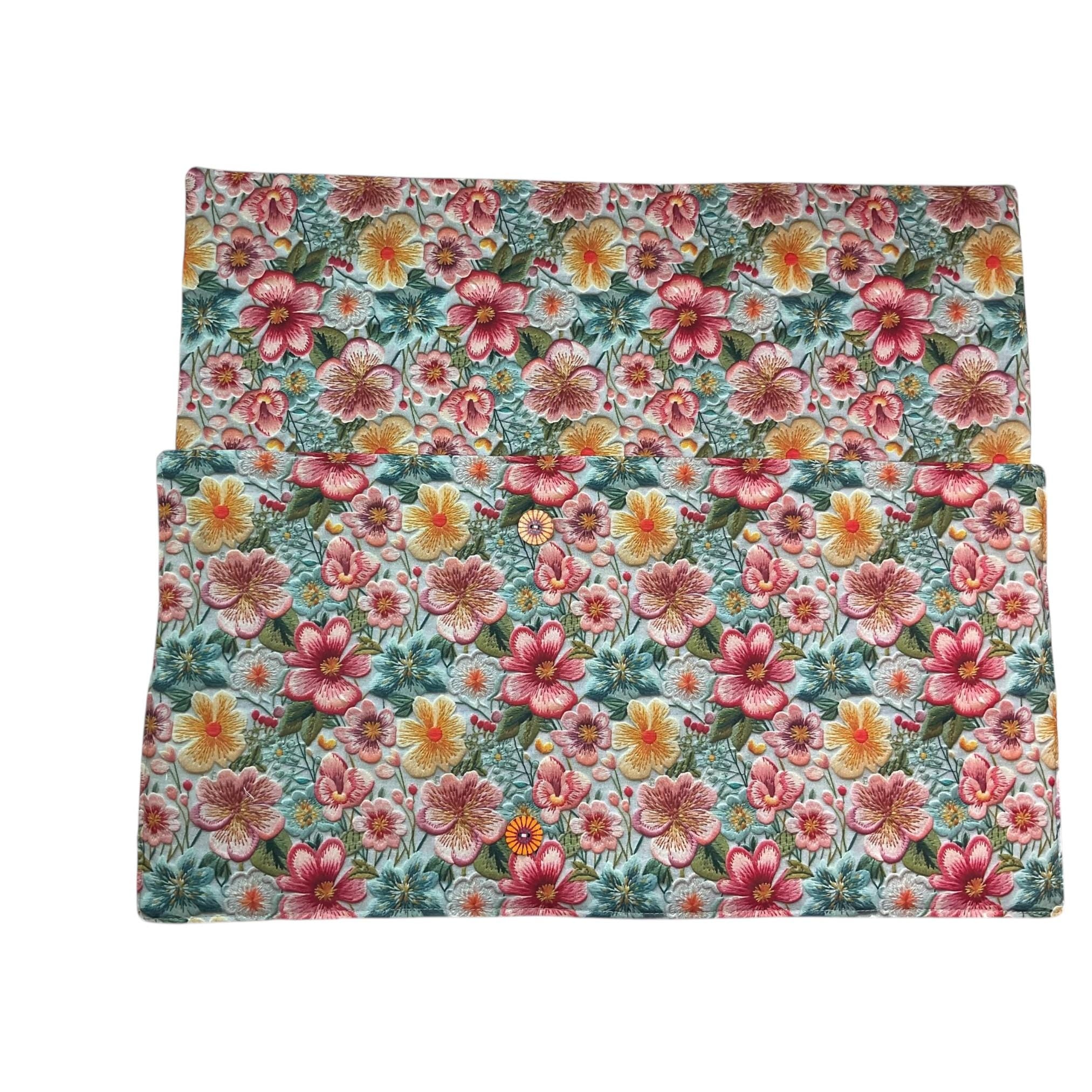 Floral Double pointed case, DPN  knitting needle case, crochet hook case, knitting needle roll, needle organiser, sock needle case