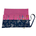 Crochet hook case with pink butterfly print, roll up Ergonomic hook organiser or short  Dpn case, crochet or knitters gift,