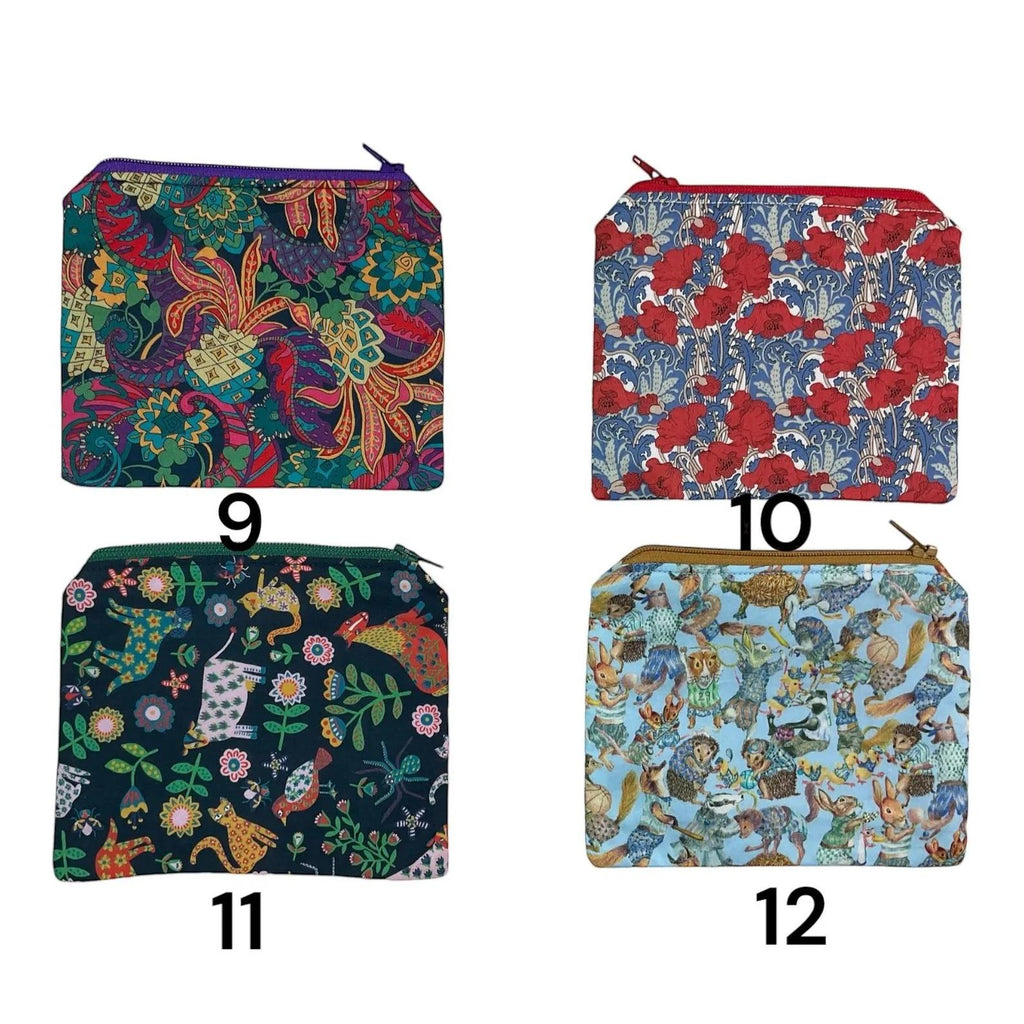 Floral Liberty Fabric Coin Purse: Handmade Zip Pouch, credit card holder,