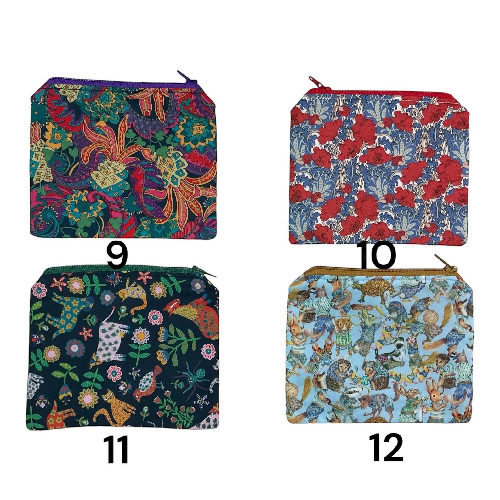Floral Liberty Fabric Coin Purse: Handmade Zip Pouch, credit card holder,